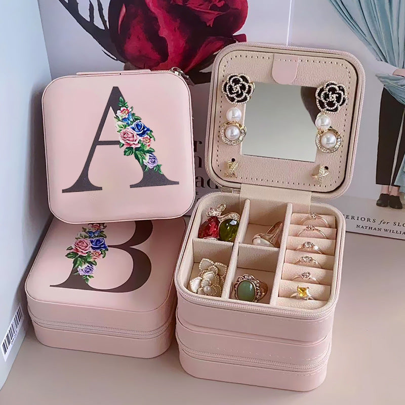 Initial Jewellery Travel Case Pink / A