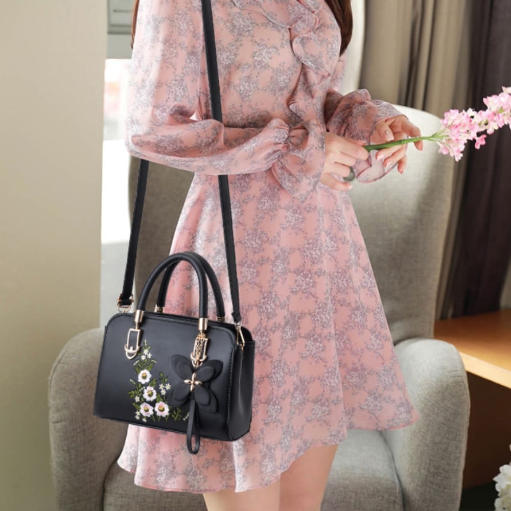 Flora Embroidered Top Handle Crossbody Bag