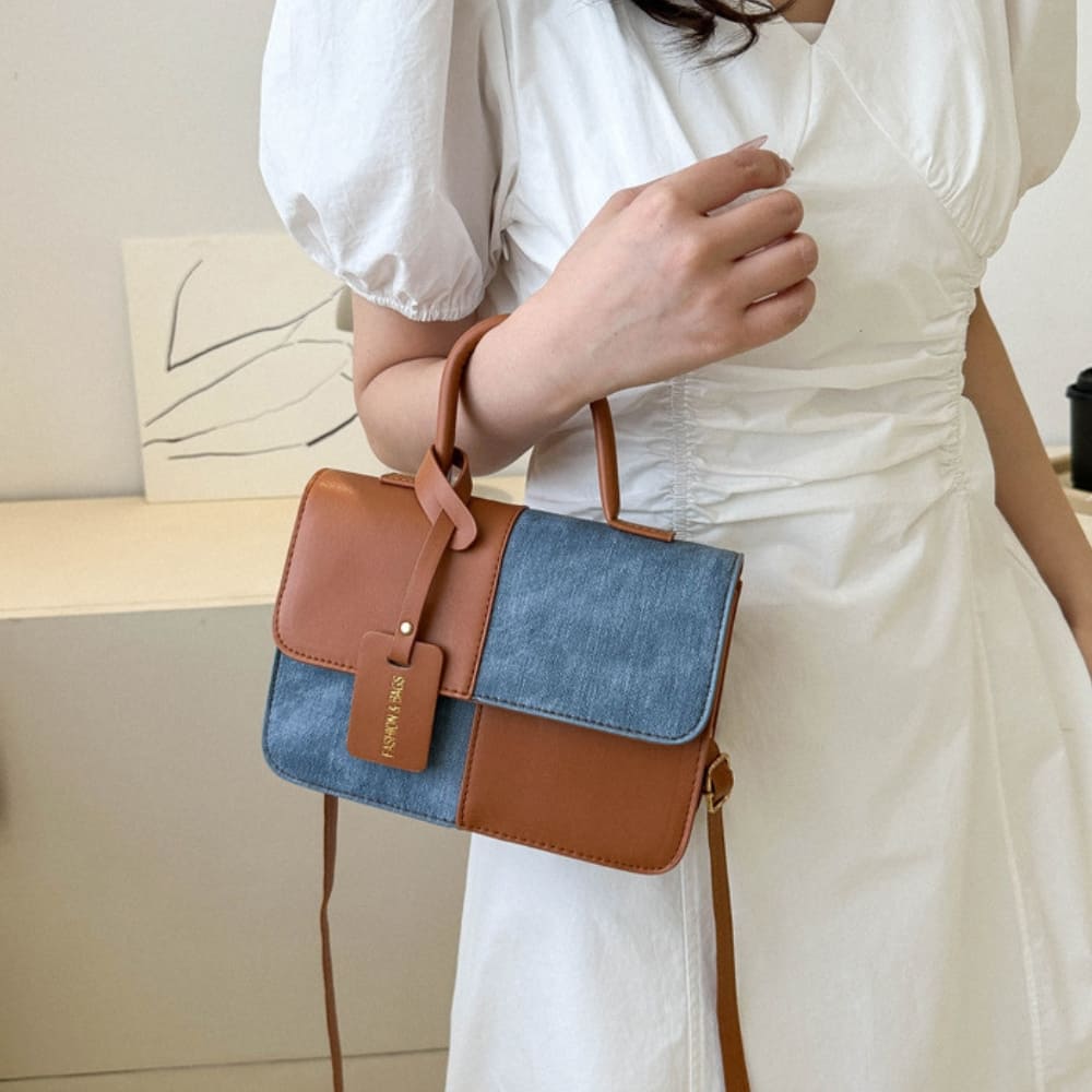 Denim Panel Crossbody Bag