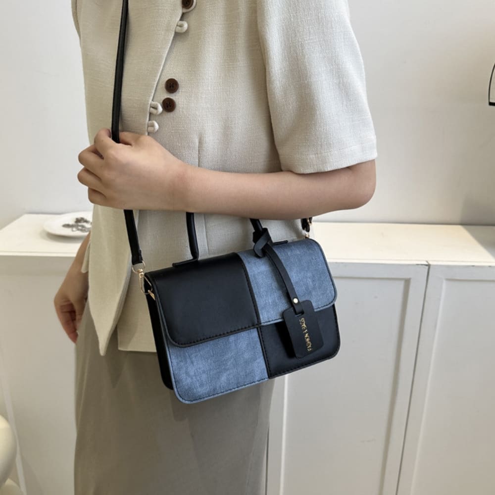 Denim Panel Crossbody Bag