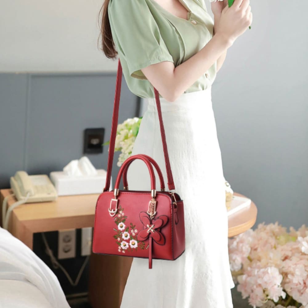 Flora Embroidered Top Handle Crossbody Bag