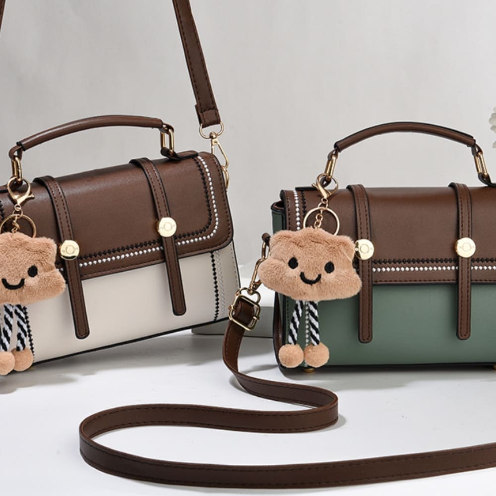 Contrast Stitch Flap Crossbody Bag