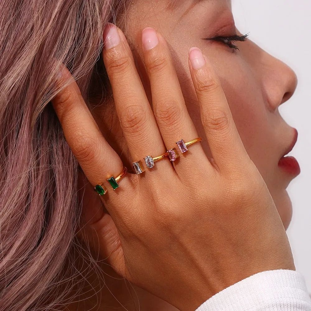 Dual Crystal Open Ring