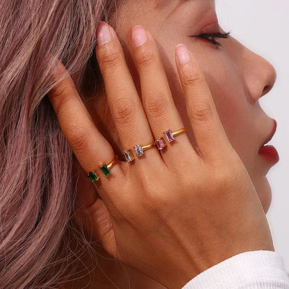 Dual Crystal Open Ring