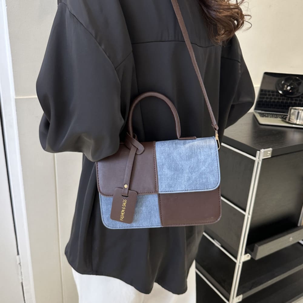 Denim Panel Crossbody Bag