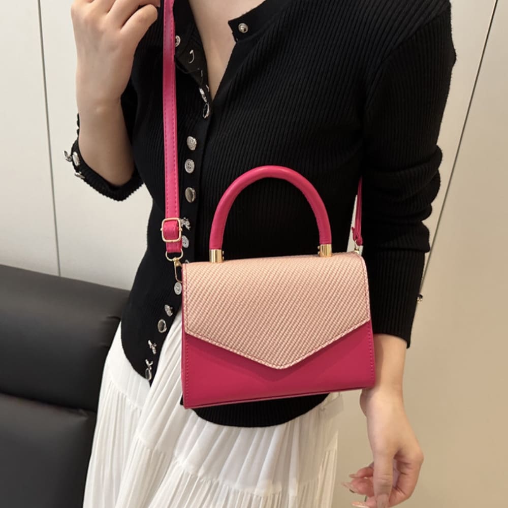 Two-Tone Top Handle Crossbody Bag