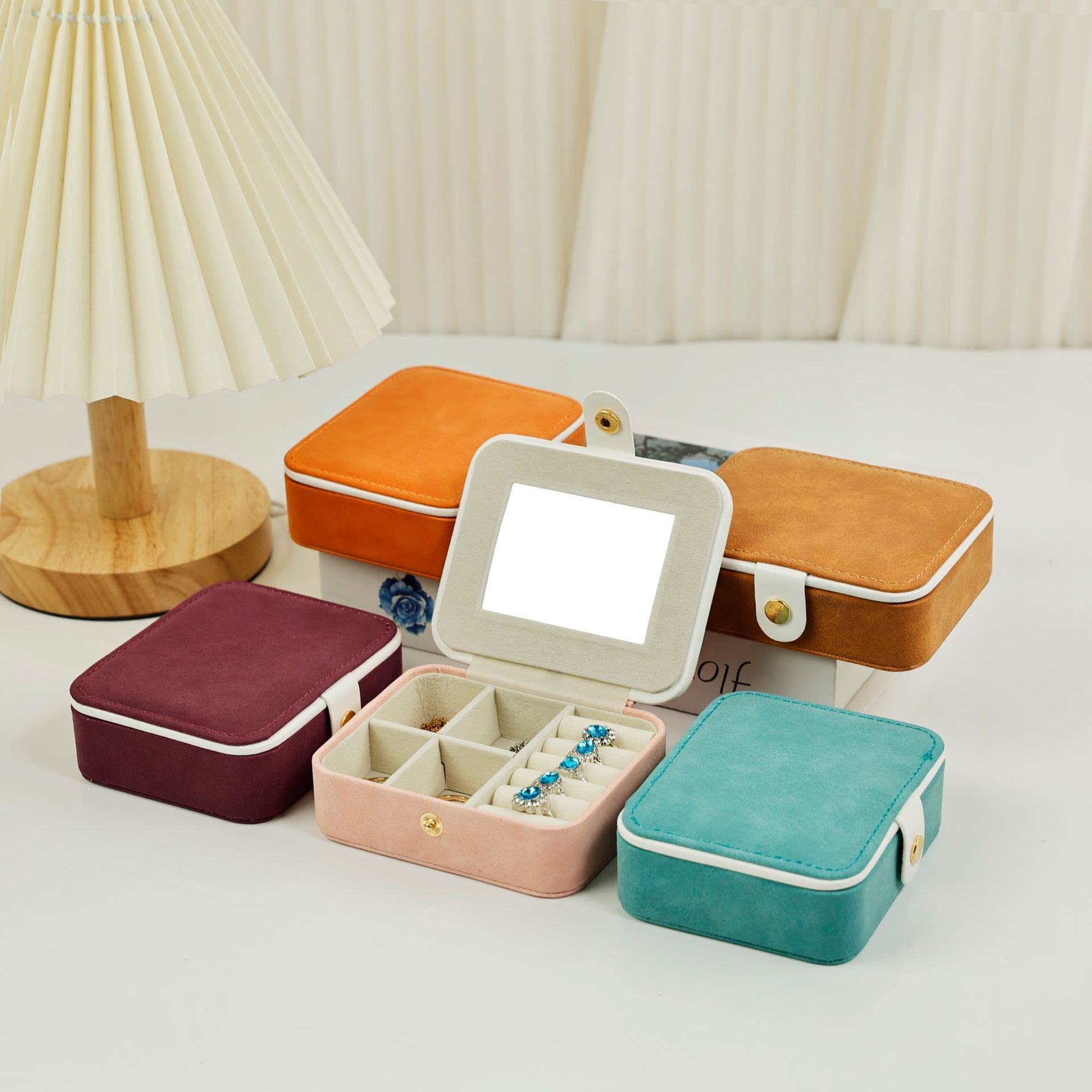Velvet Travel Jewellery Case with Mirror