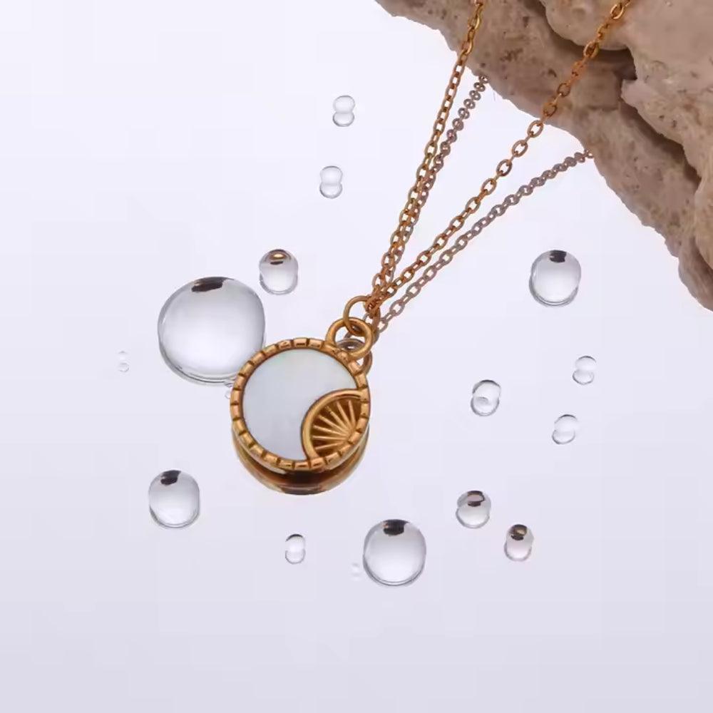 Sun & Moon Shell Pendant Necklace - Father and Daughter Jewelry
