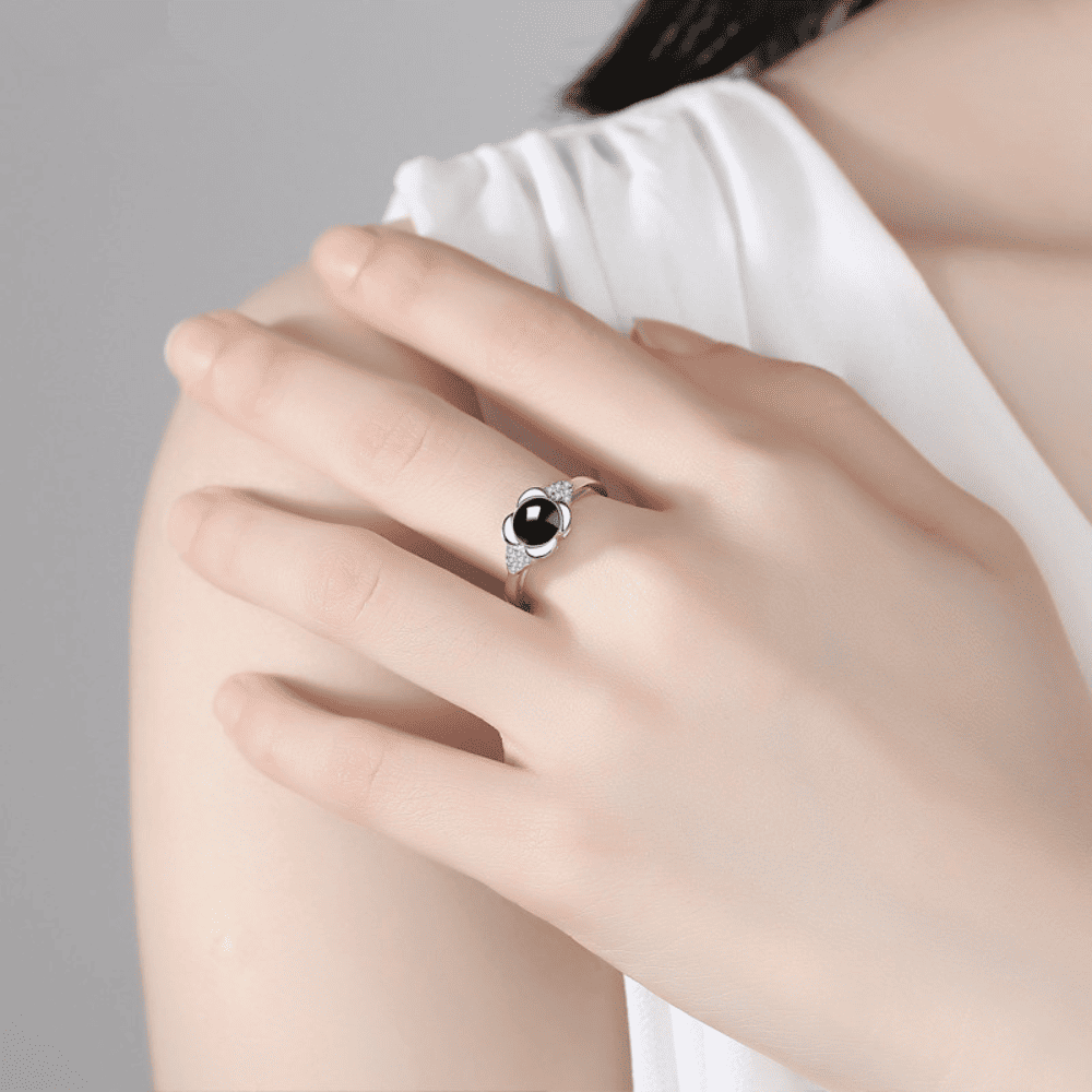 Flower Crystal Projection Ring (Resizable)