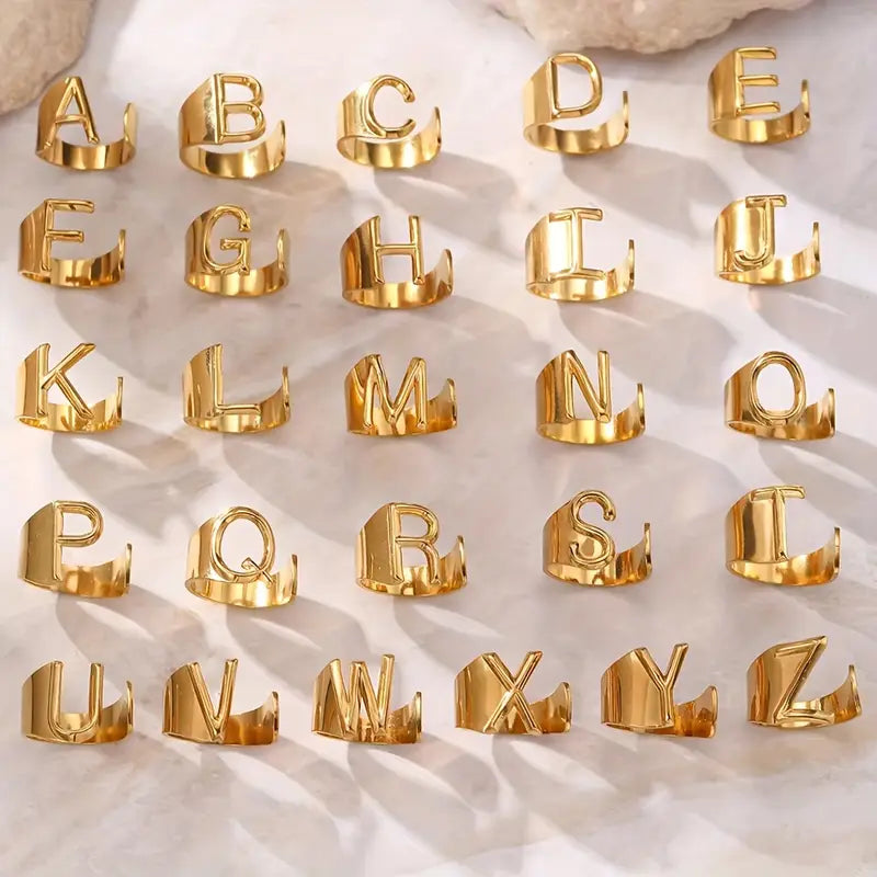 Gold Letter Initial Ring