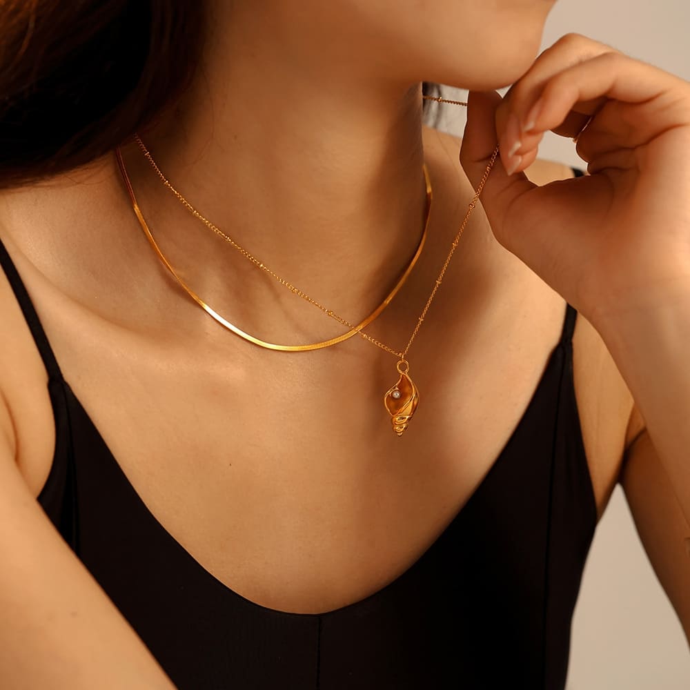 Golden Conch Pearl Necklace