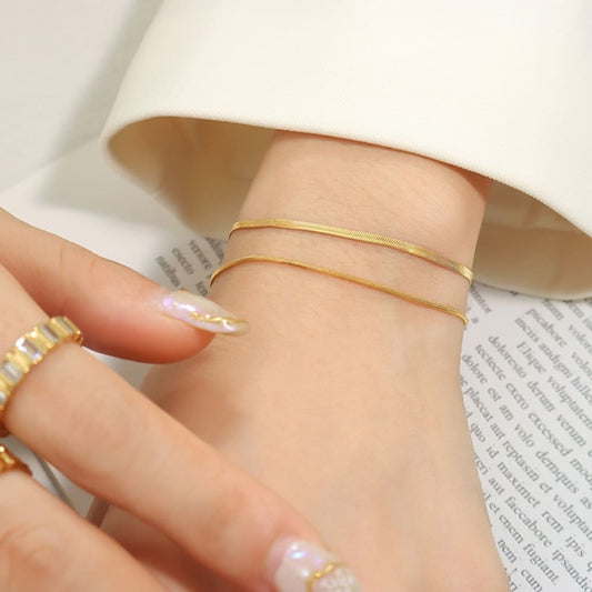 Golden Twin Snake Chain Bracelet