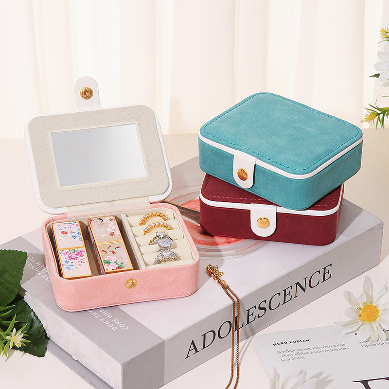 Velvet Travel Jewellery Case with Mirror