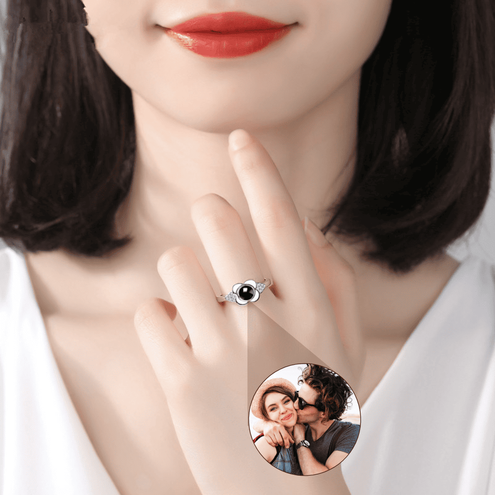 Flower Crystal Projection Ring (Resizable)