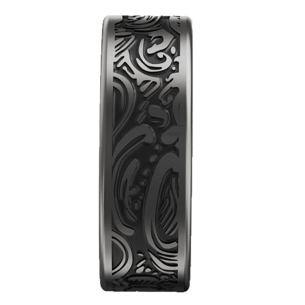 Engraved Black Smart Ring