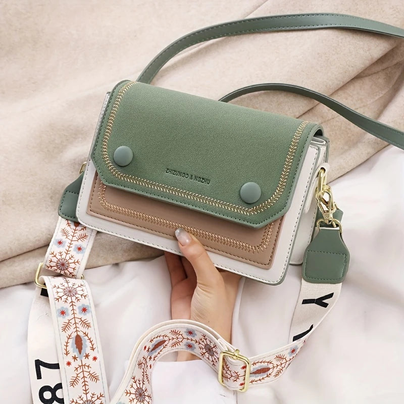 Ava Women's Crossbody Bag | Premium PU Leather, Color Block Design 4