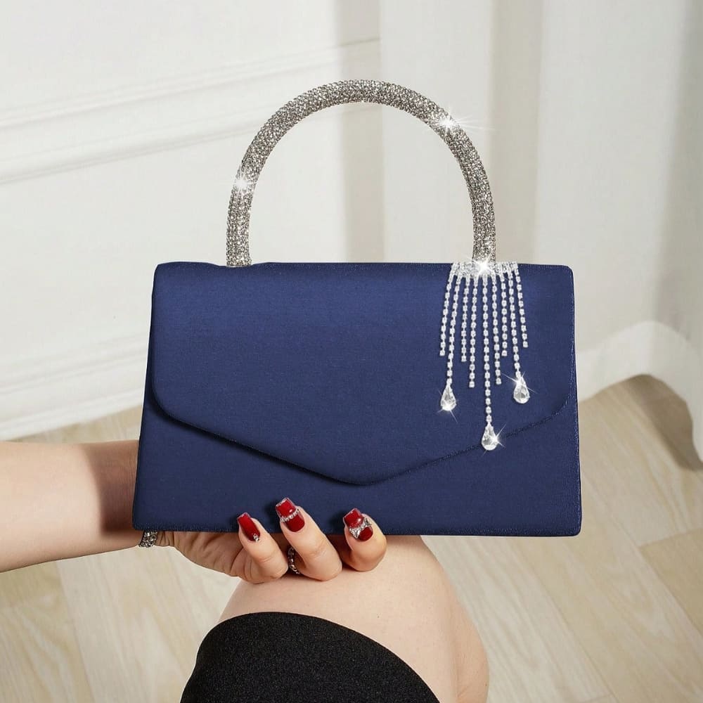 Celeste Women's Evening Bag | Premium Satin with Crystal Handle 3