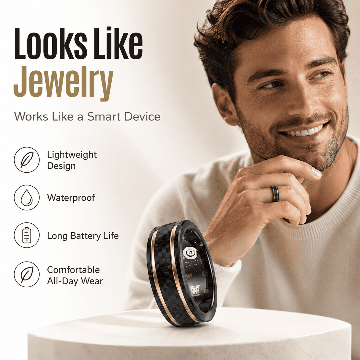 Gold Edge Smart Ring