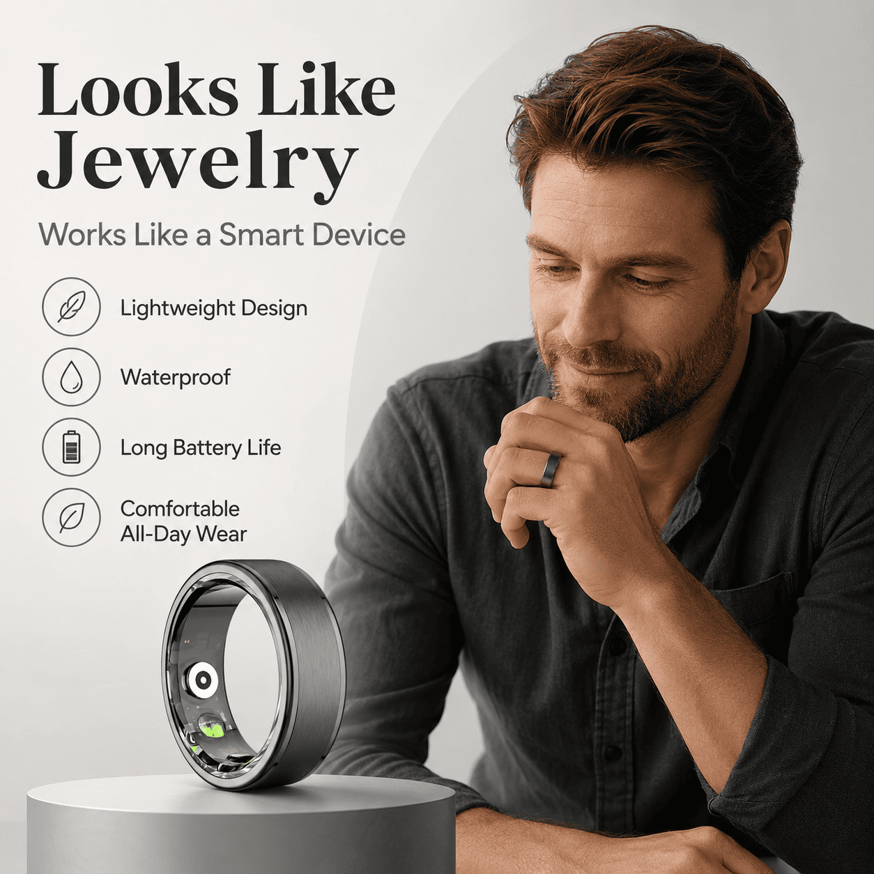 Brushed Steel Smart Ring