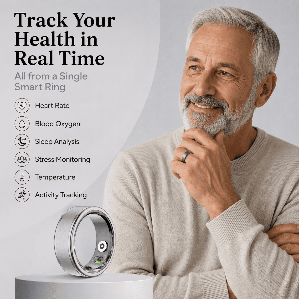 Brushed Steel Smart Ring