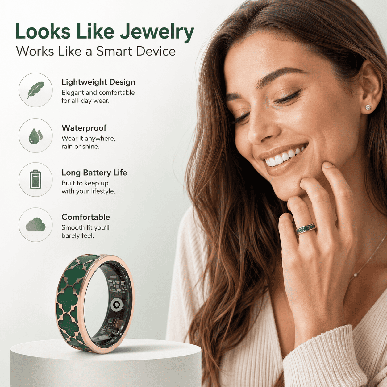 Clover Pattern Smart Ring