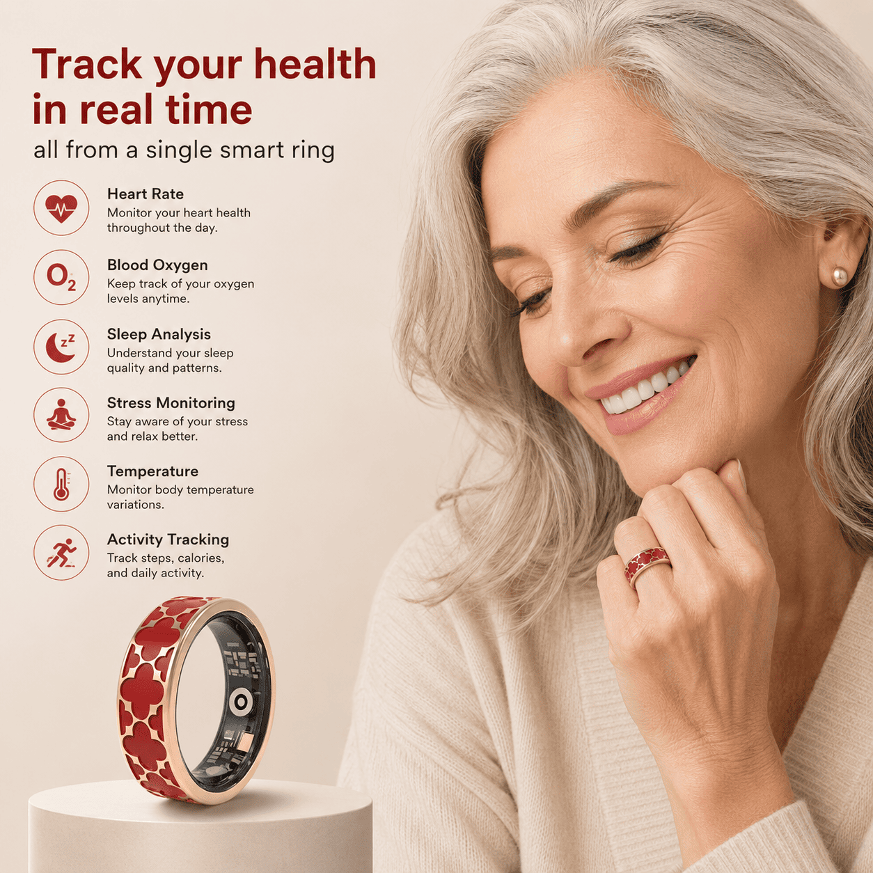 Clover Pattern Smart Ring