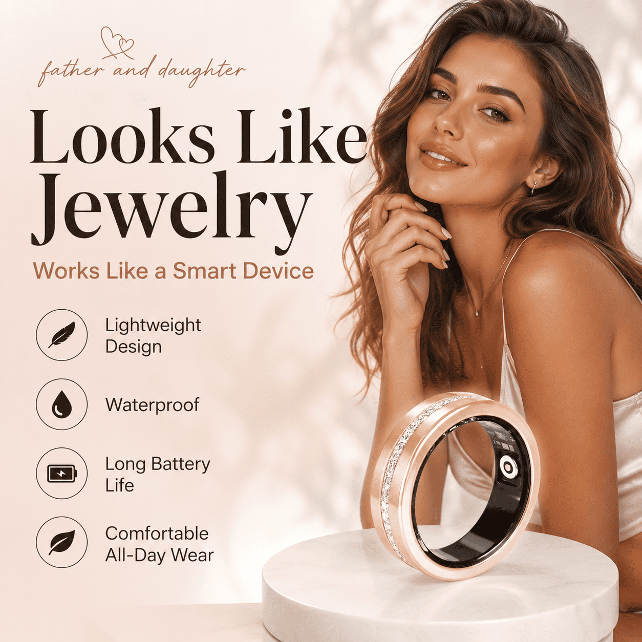 Diamond Inlaid Smart Ring