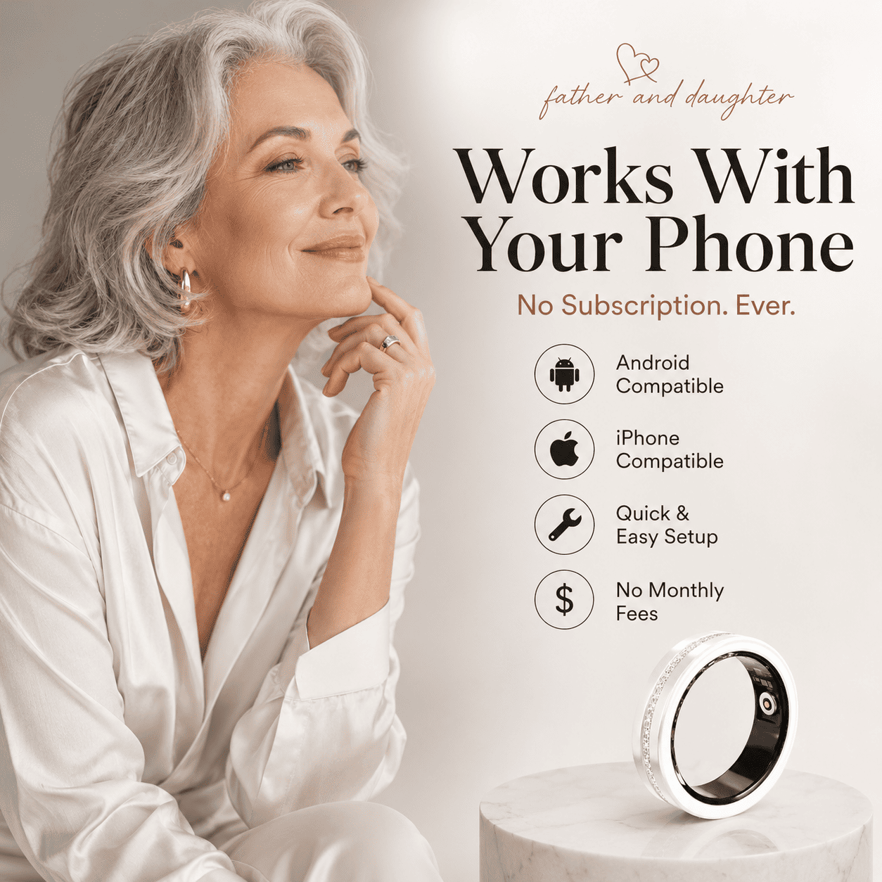 Diamond Inlaid Smart Ring