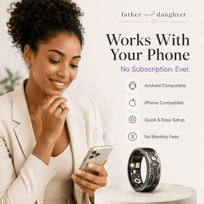 Engraved Black Smart Ring