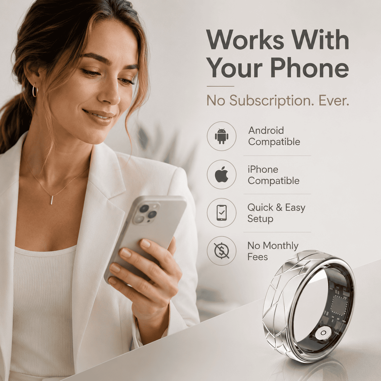 Geometric Engraved Smart Ring