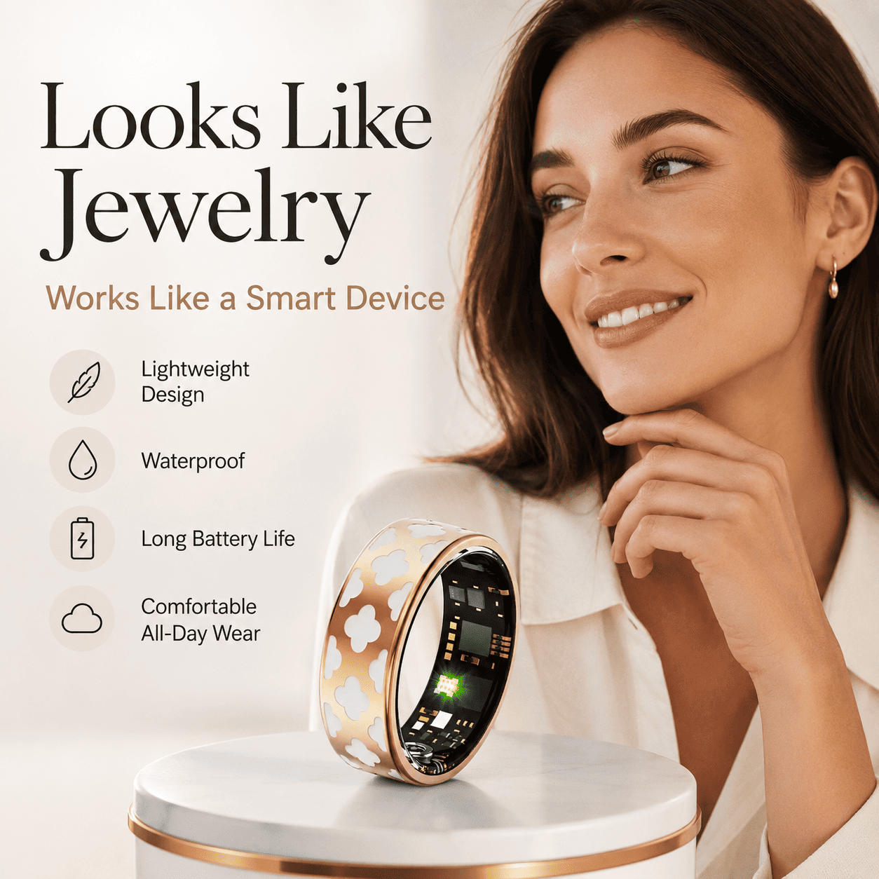Clover Inlaid Smart Ring