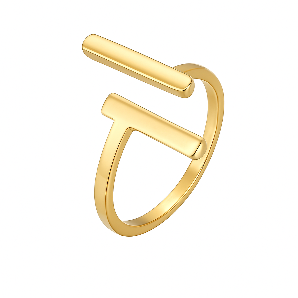 Geometric Gold Ring Set