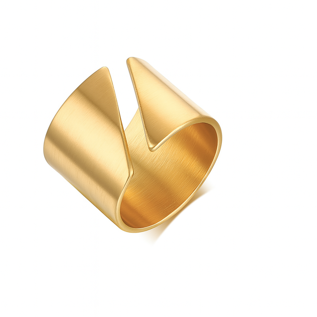 Geometric Gold Ring Set
