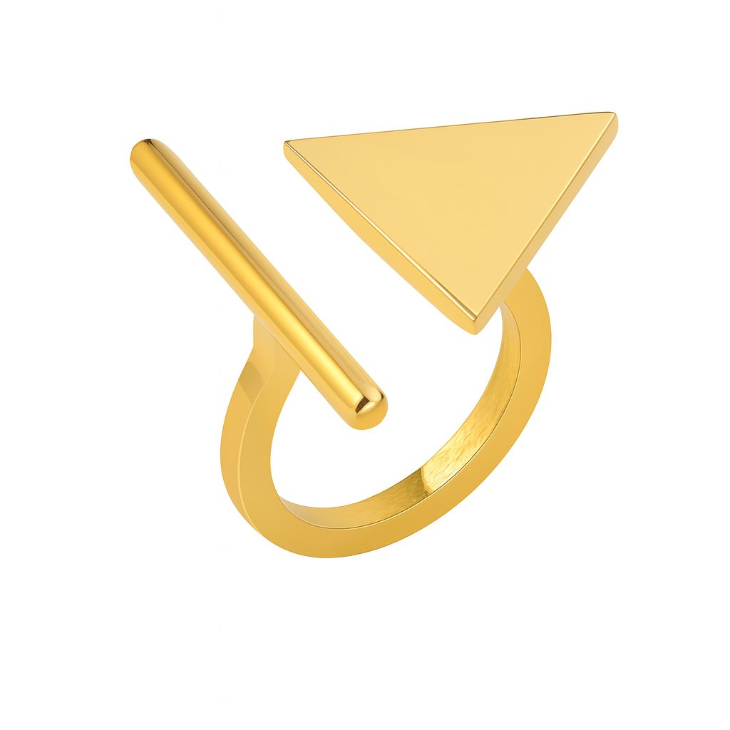 Geometric Gold Ring Set
