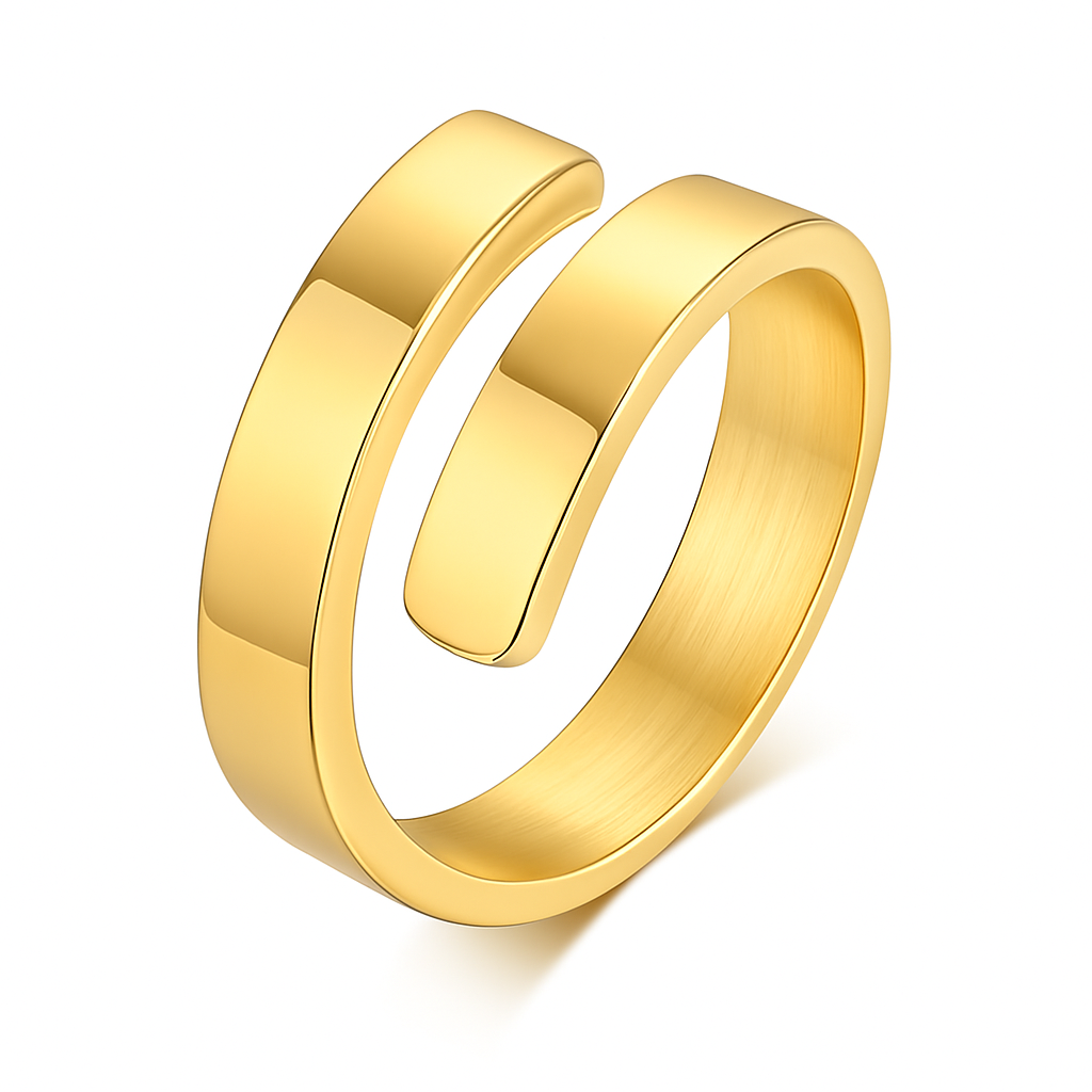 Geometric Gold Ring Set