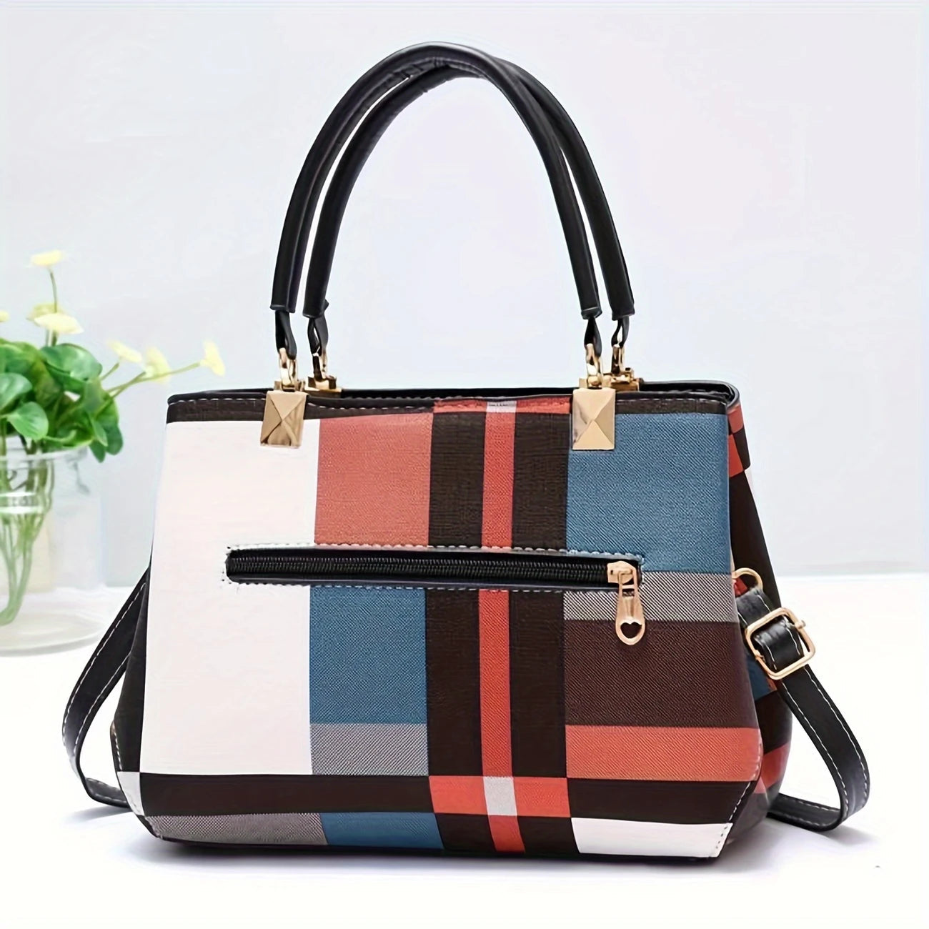 Cora Women's Shoulder Bag | Premium PU Leather, Color Block Design 6