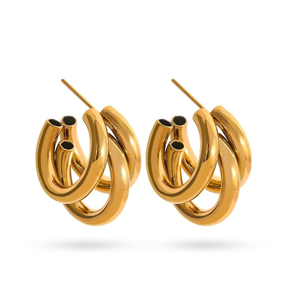 Woman’s gold plated earrings. Father and Daughter Jewelry.