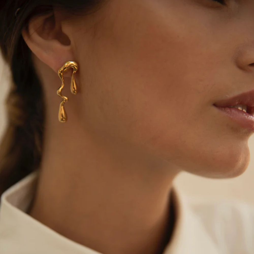 Woman’s gold plated earrings. Father and Daughter Jewelry.