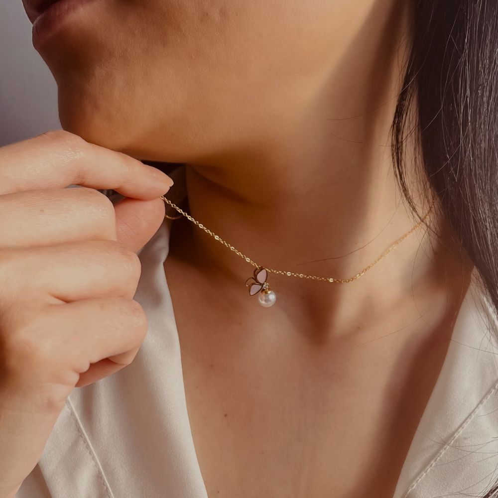 Woman’s gold plated necklace. Father and Daughter Jewelry.