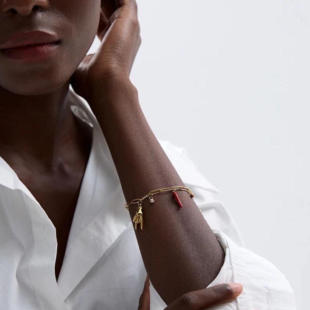 Woman’s gold plated bracelet. Father and Daughter Jewelry.