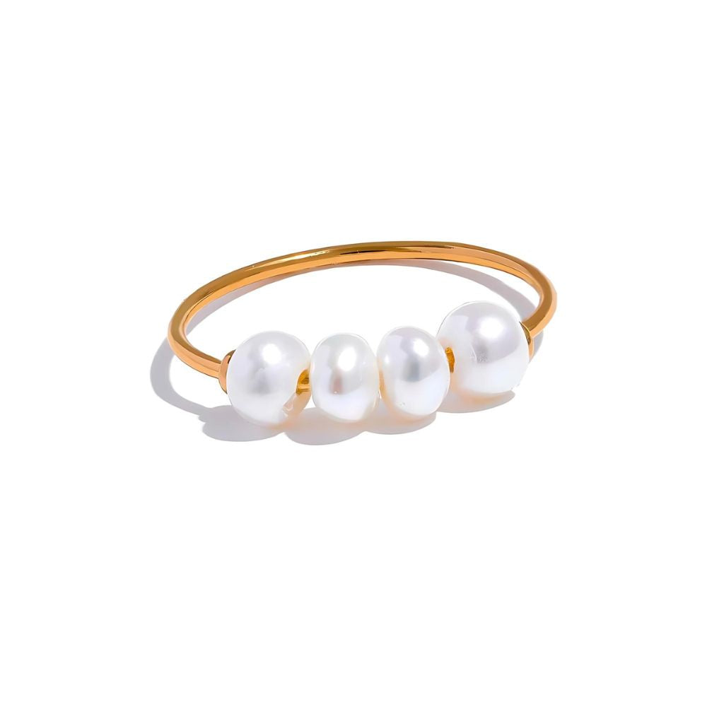 Woman’s gold plated natural pearl ring. Father and Daughter Jewelry.