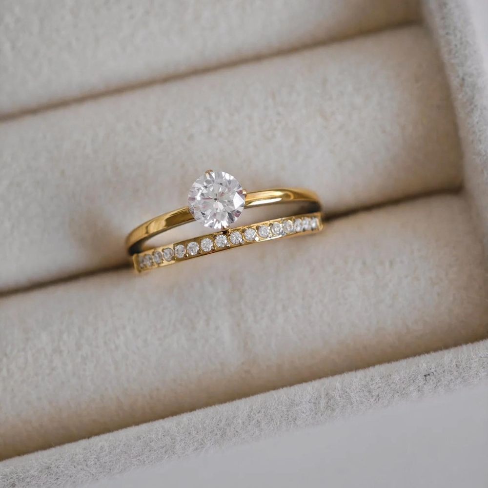 Woman’s gold plated ring. Father and Daughter Jewelry.