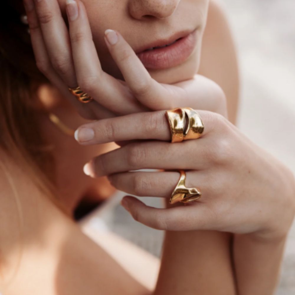 Woman’s gold plated ring. Father and Daughter Jewelry.