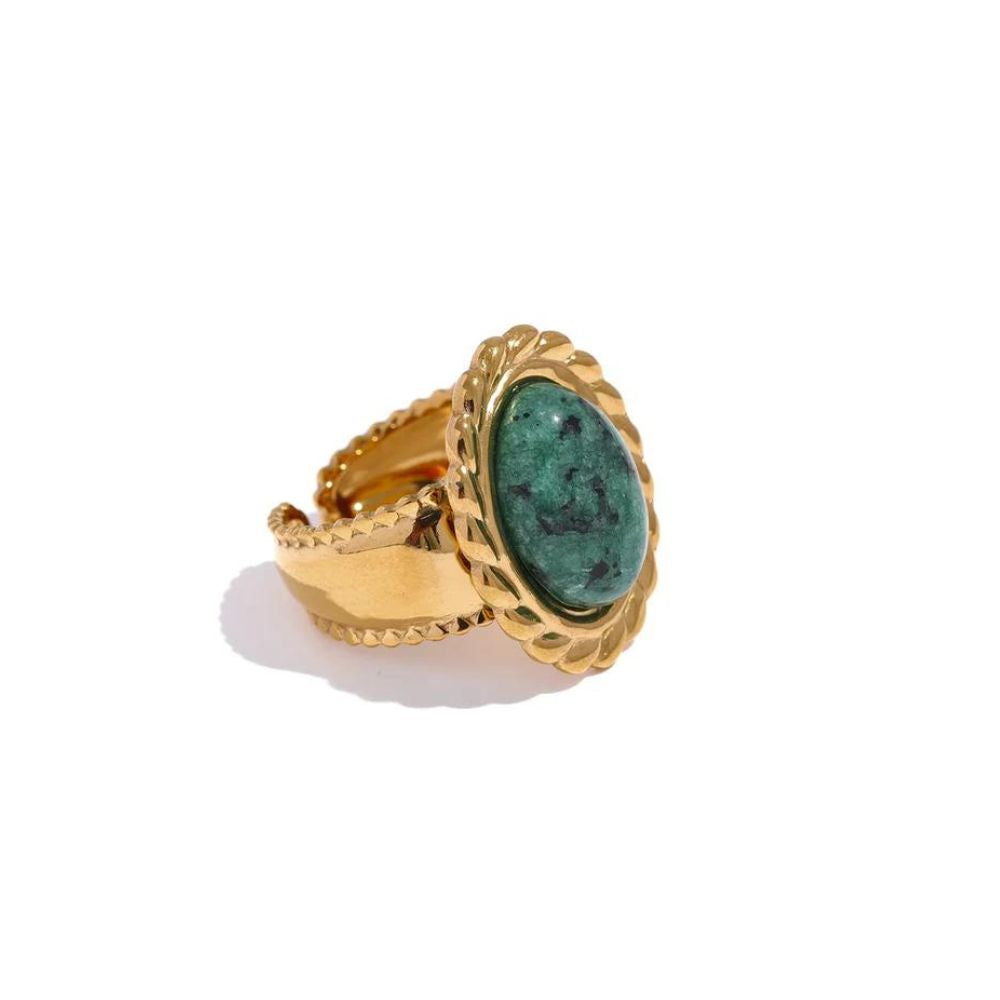 Woman’s gold plated tiger stone ring. Father and Daughter Jewelry.