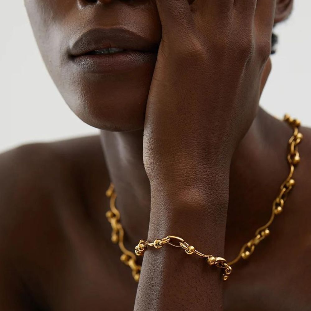 Woman’s gold plated bracelet. Father and Daughter Jewelry.