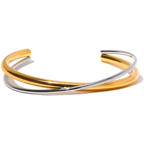 Woman’s gold plated duo color bracelet. Father and Daughter Jewelry.