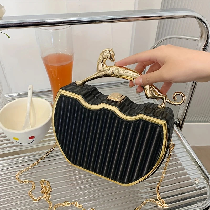 Lila Women's Box Clutch Bag | Premium Acrylic with Leopard Handle 3
