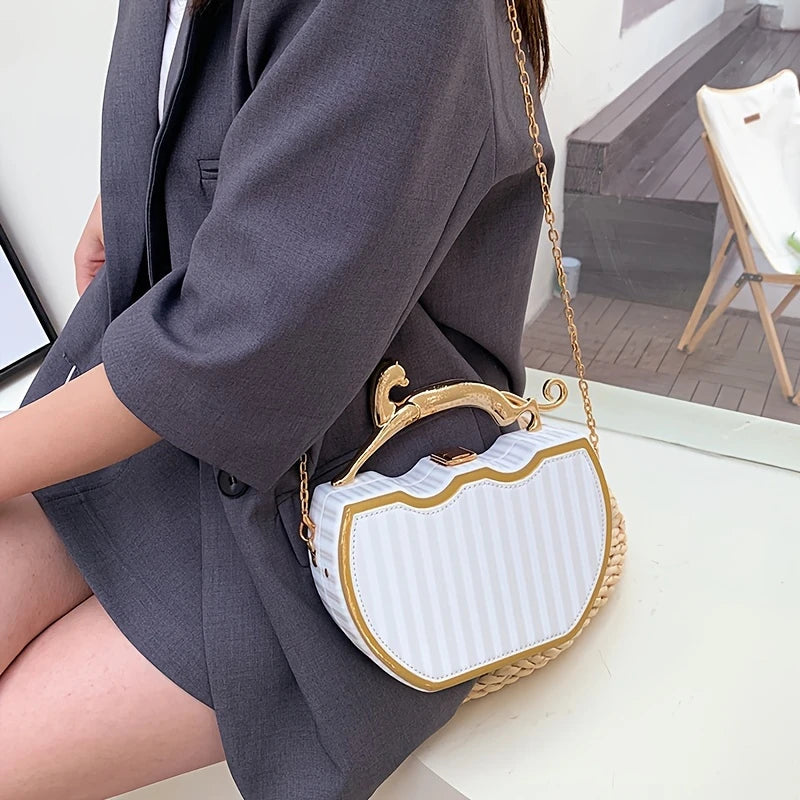 Lila Women's Box Clutch Bag | Premium Acrylic with Leopard Handle 7
