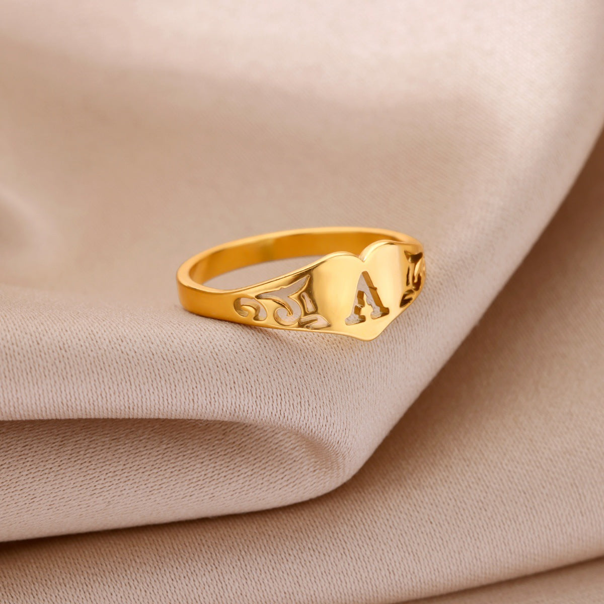 Heart Initial Cutout Ring