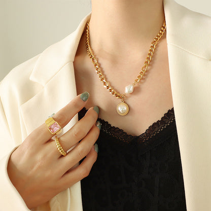 Pearl Medallion Chain Necklace